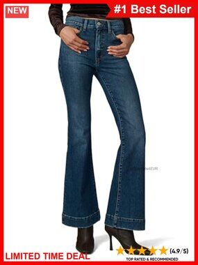 High Rise Flare Jeans Slim Fit Wide Flare Leg Denim Pants